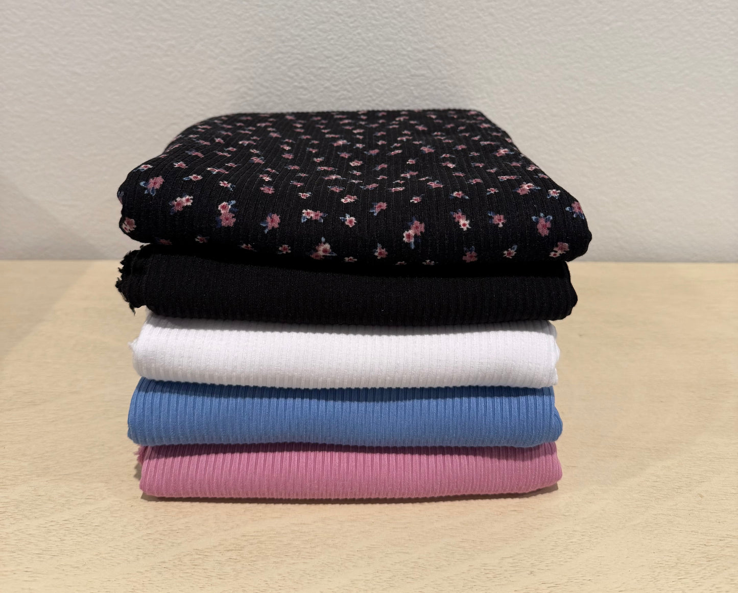 Knit Rib Floral Black Bundle