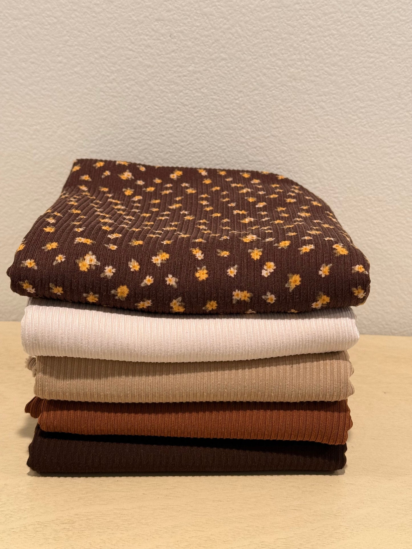 Knit Rib  Floral Brown     Bundle